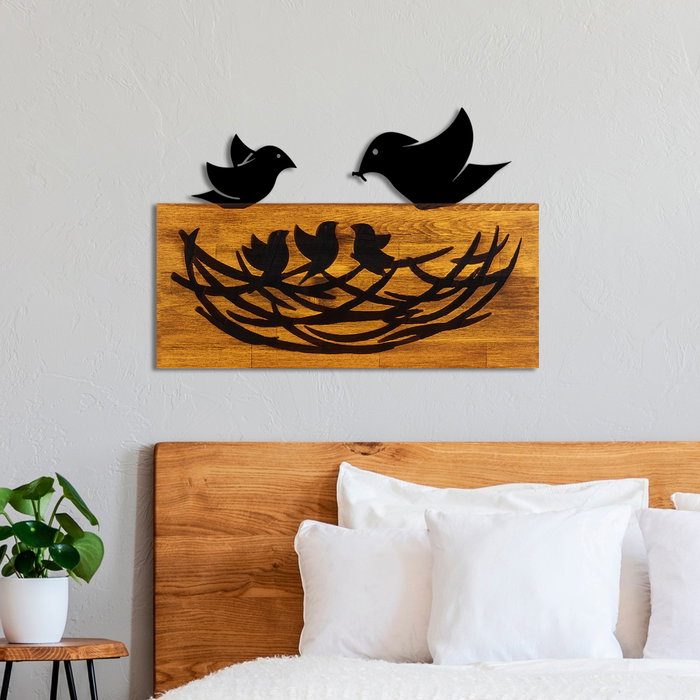 Wallity Accesorio decorativo de pared de madera y metal Nogal y Negro
